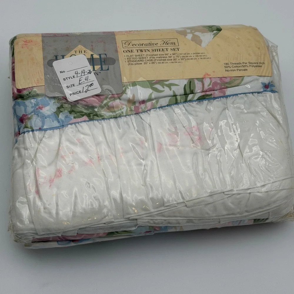 Vintage JCPenney The Home Collection Amanda Floral Twin Sheet Set Pink Rose NEW